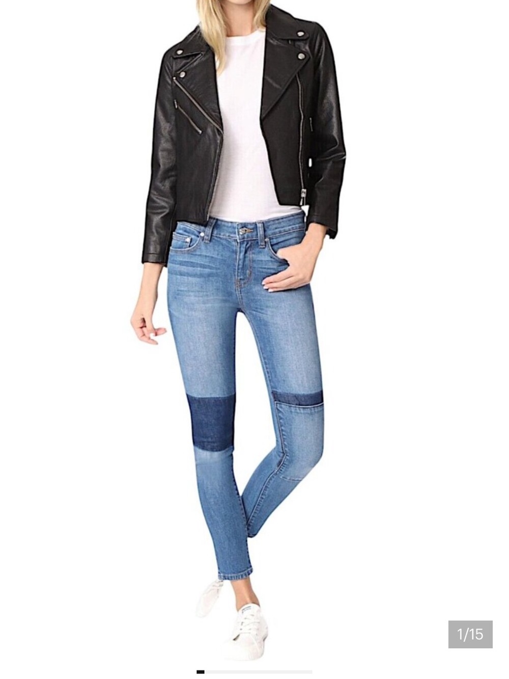 Derek Lam Devi Light Blue Patch mid rise  Skinny Jeans 29
